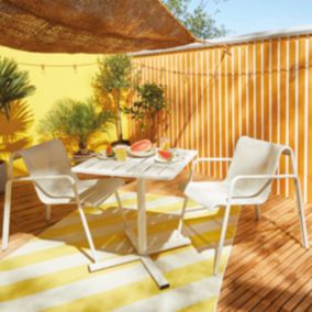 Table de jardin acier Atlas crème Arcane L.70 x l.70 x H.74 cm