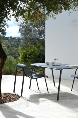 Table de jardin acier Atlas gris anthracite Arcane L.160 x l.90 x H.75 cm