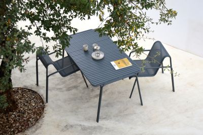 Table de jardin acier Atlas gris anthracite Arcane L.160 x l.90 x H.75 cm
