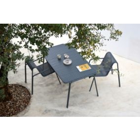 Table de jardin acier Atlas gris anthracite Arcane L.160 x l.90 x H.75 cm