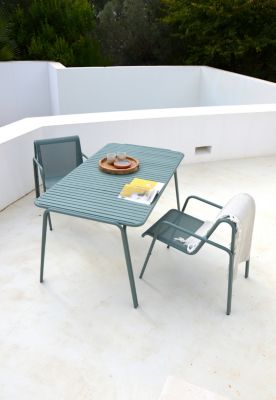 Table de jardin acier vert Atlas Arcane L.160 x l.90 x H.75 cm