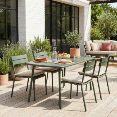Table de jardin aluminium 4-6 places kaki - Avelia