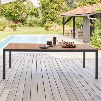 Table de jardin aluminium et céramique effet bois 10 places 241 cm Tivoli  Oviala