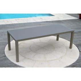 Table de jardin aluminium plateau verre 2,2 m x 0,9m x 0,8 m