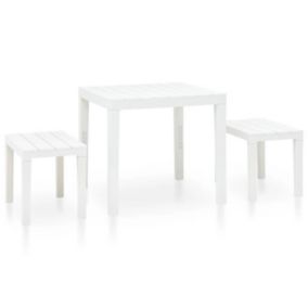 Table de jardin avec 2 bancs - Blanc - 78 x 78 x72 cm