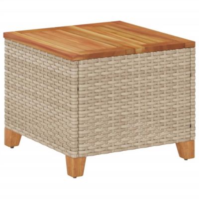Table de jardin beige 45x45x37 cm résine tressée et bois acacia vidaXL