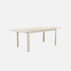 Table de jardin beige SEATTLE extensible aluminium. 6 places. 155 / 218.5 x 89 x 75 cm