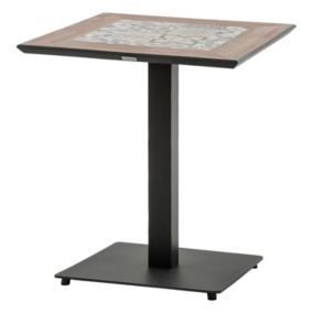 Table de jardin bistro carrée en acier et céramique 2 places LAMBADA - Graphite