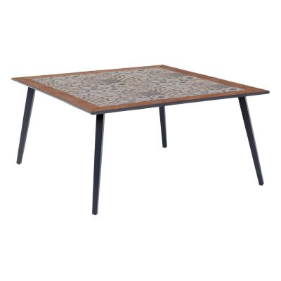 Table de jardin bistro carrée en acier et céramique 8 places Gris foncé, L. 153 x l. 153 x H. 75 cm, LAMBADA