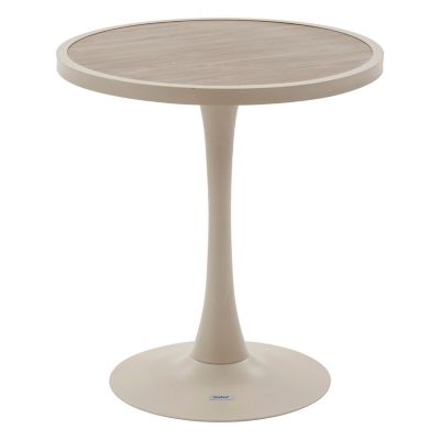 Table de jardin bistro ronde en aluminium effet bois 2 places Beige, H. 75.5 cm, OVIALON