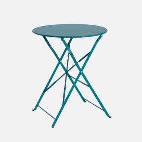 Table de jardin bistrot ronde D.60cm pliable en acier thermolaqué