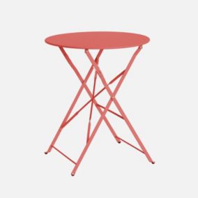 Table de jardin bistrot ronde D.60cm pliable en acier thermolaqué