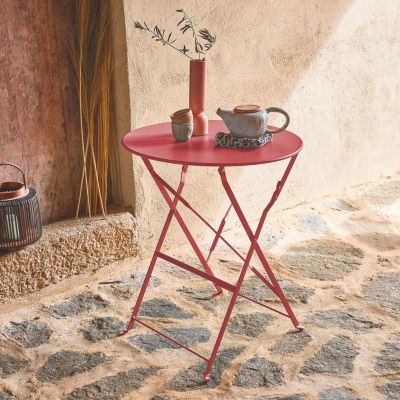 Table de jardin bistrot ronde D.60cm pliable en acier thermolaqué