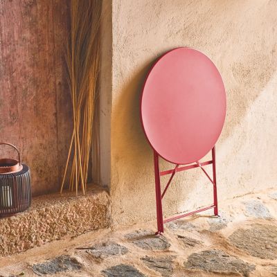 Table de jardin bistrot ronde D.60cm pliable en acier thermolaqué