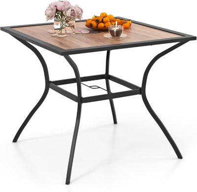 Table de Jardin Carré 76 cm, Table à Manger Extérieure pour 4 Personnes avec Trou de Parasol