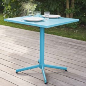 Table de jardin carrée bistro inclinable en acier bleu Palavas  Oviala