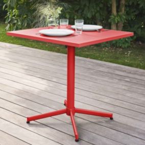 Table de jardin carrée bistro inclinable en acier rouge Palavas  Oviala