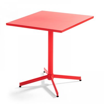 Table de jardin carrée bistro inclinable en acier rouge Palavas  Oviala