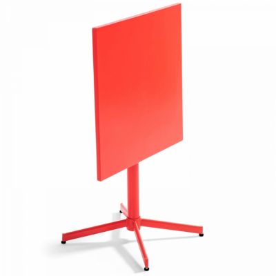 Table de jardin carrée bistro inclinable en acier rouge Palavas  Oviala