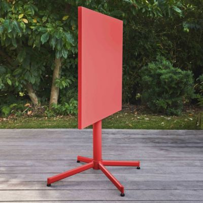 Table de jardin carrée bistro inclinable en acier rouge Palavas  Oviala