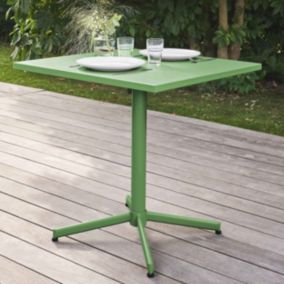 Table de jardin carrée bistro inclinable en acier vert cactus Palavas  Oviala