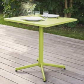 Table de jardin carrée bistro inclinable en acier vert Palavas  Oviala