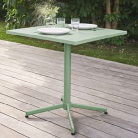 Table de jardin carrée bistro inclinable en acier vert sauge 70cm Palavas  Oviala