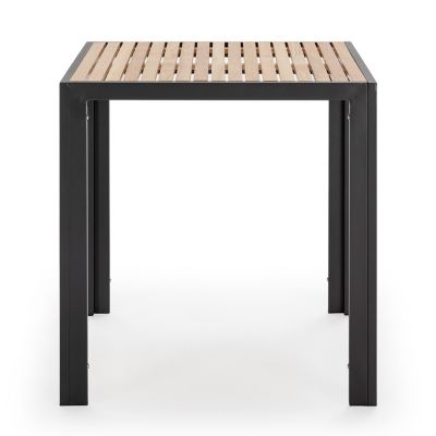 Table de jardin carrée Corail en bois et métal noir