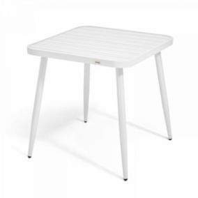 Table de jardin carrée en aluminium blanc  Oviala