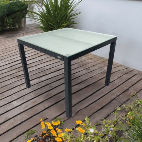 Table de jardin carrée en aluminium Gris anthracite/verre - NEGRA