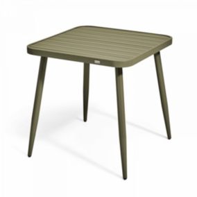Table de jardin carrée en aluminium vert kaki  Oviala