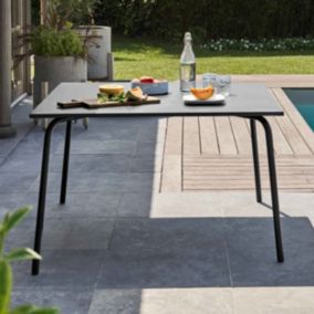 Table de jardin carrée en métal anthracite Palavas  Oviala