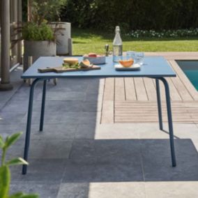 Table de jardin carrée en métal bleu pacific Palavas  Oviala