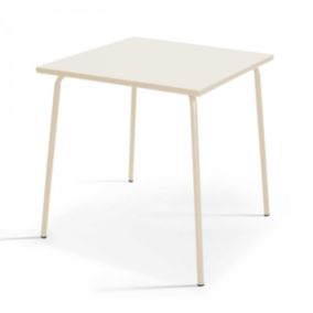 Table de jardin carrée en métal ivoire 70cm Palavas  Oviala