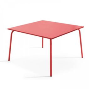 Table de jardin carrée en métal rouge Palavas  Oviala
