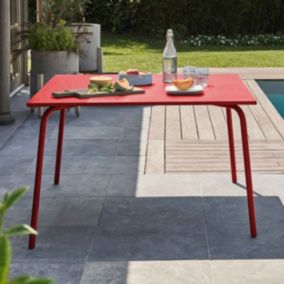 Table de jardin carrée en métal rouge Palavas  Oviala