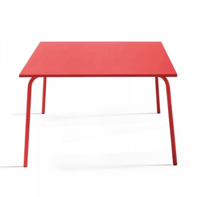 Table de jardin carrée en métal rouge Palavas  Oviala
