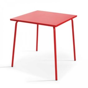 Table de jardin carrée en métal rouge Palavas  Oviala