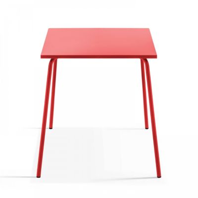 Table de jardin carrée en métal rouge Palavas  Oviala