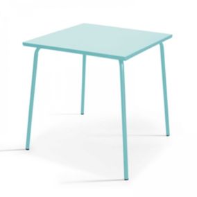 Table de jardin carrée en métal turquoise 70cm Palavas  Oviala