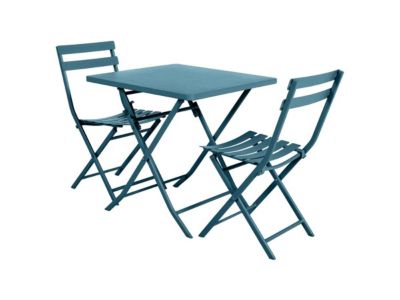 Table de jardin carrée Greensboro 70 x 70 cm Bleu Canard - Hespéride