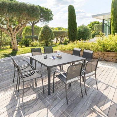 Table de jardin carrée Piazza Graphite - Hespéride