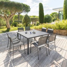 Table de jardin carrée Piazza Graphite - Hespéride