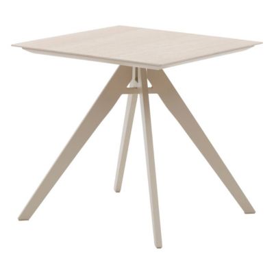 Table de jardin carrée "Terzano" vanille & argile 2 places en aluminium - Hespéride