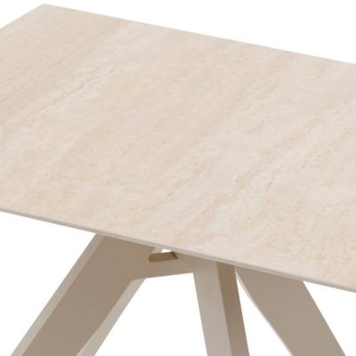 Table de jardin carrée "Terzano" vanille & argile 2 places en aluminium - Hespéride