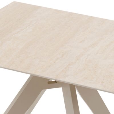Table de jardin carrée "Terzano" vanille & argile 2 places en aluminium - Hespéride