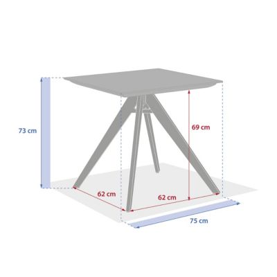 Table de jardin carrée "Terzano" vanille & argile 2 places en aluminium - Hespéride