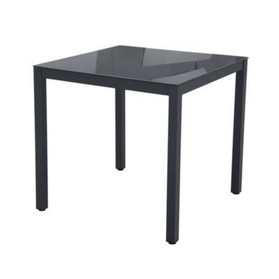 Table de jardin carré aluminium et verre gris mat L 90 x l 90 x H 75 cm Faro
