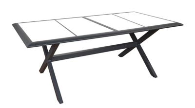 Table de jardin Ceram 198 en aluminium coloris graphite L.198 x l.104 x H.74 cm