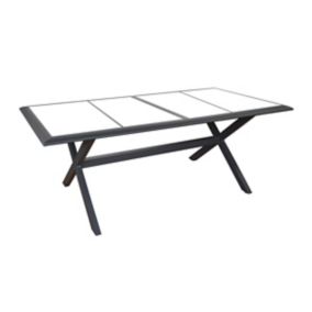 Table de jardin Ceram 198 en aluminium coloris graphite L.198 x l.104 x H.74 cm